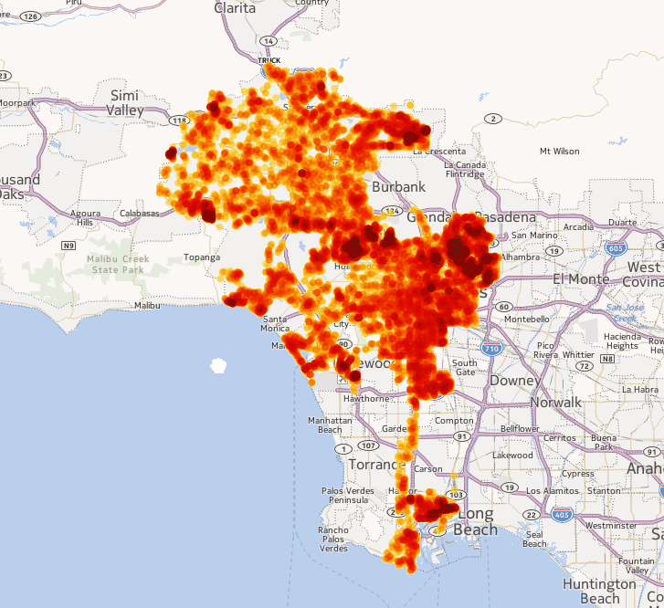 LA map, heatmap